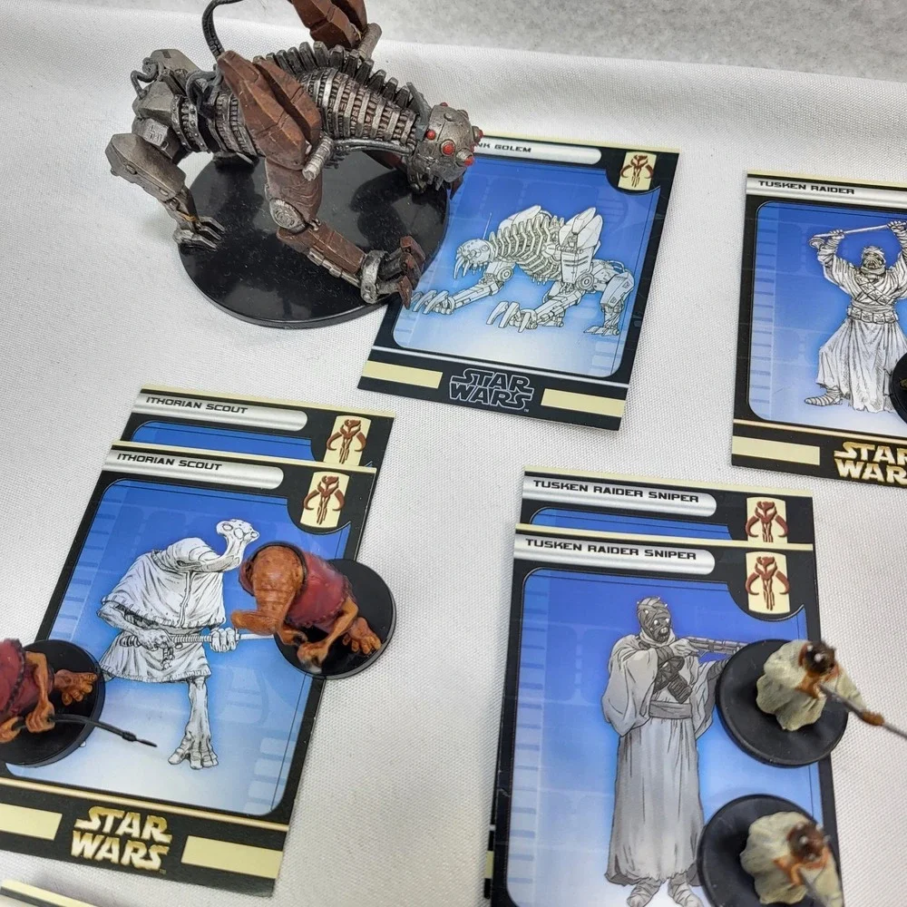 Star Wars Miniatures Lot 20 Figures w Cards Mixed Junk Golem Fringe Alien WOTC